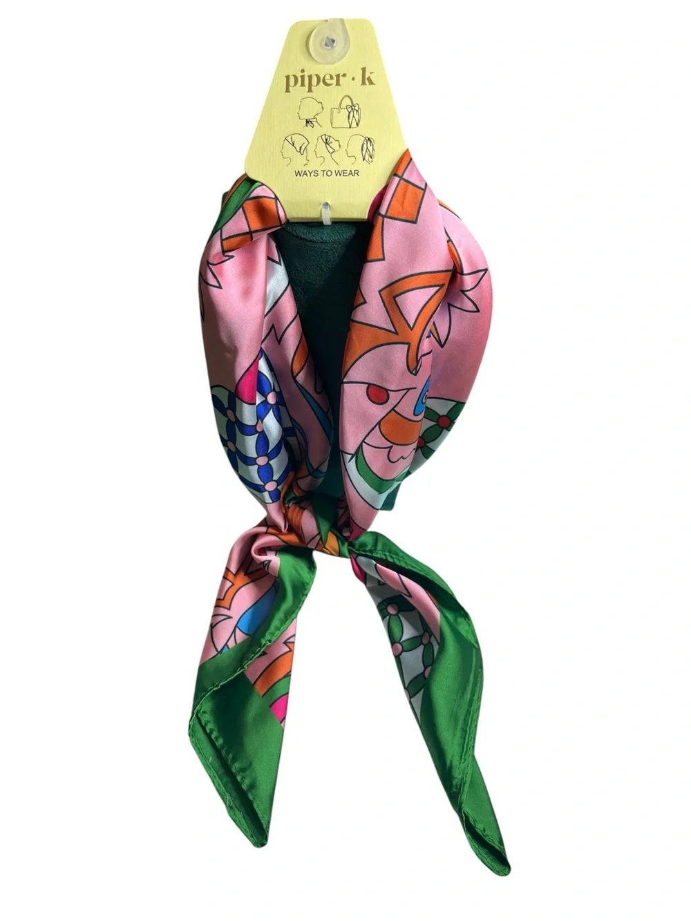piper•k Pink & Green Printed Scarf